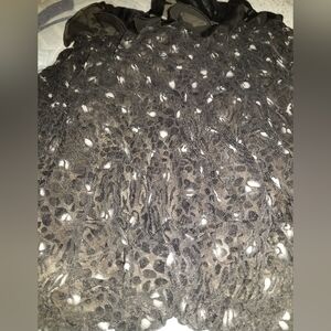 Charlotte Russe Black Sheer Lace Overlay Blouse